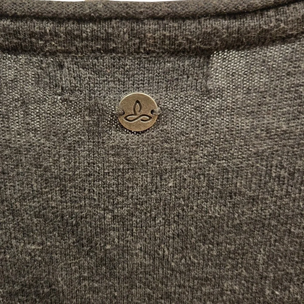 prAna‎ Women Charcoal Gray 100% Organic Cotton Knit Drawstring Sweater Dress S